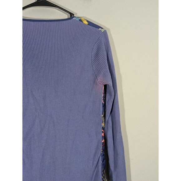 J. McLaughlin Sweater Women Sz S Blue Quilted Fron Silk Marine Nautical Jacket - Picture 10 of 12